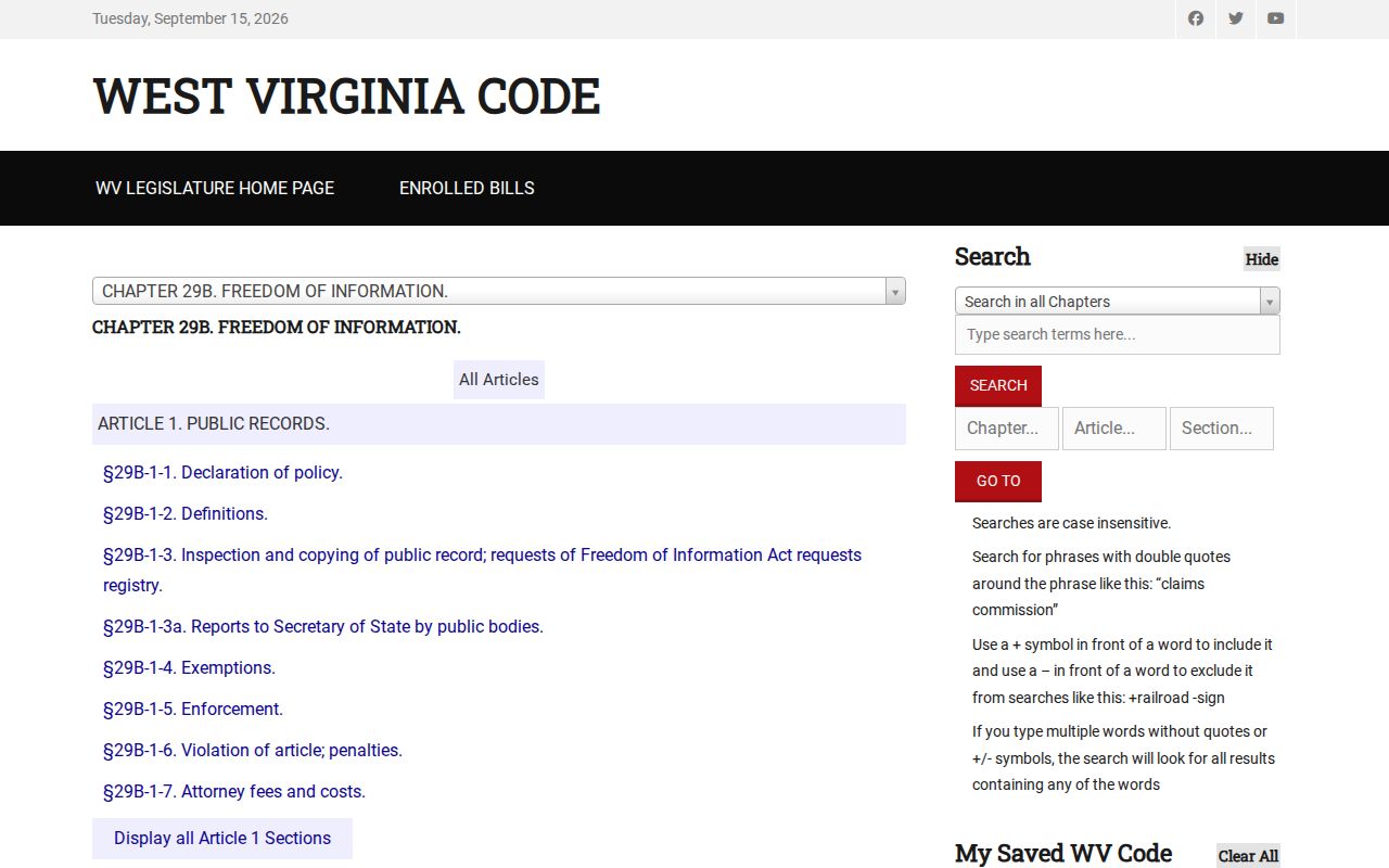 West Virginia public-record access rule relevant to Mingo County property research